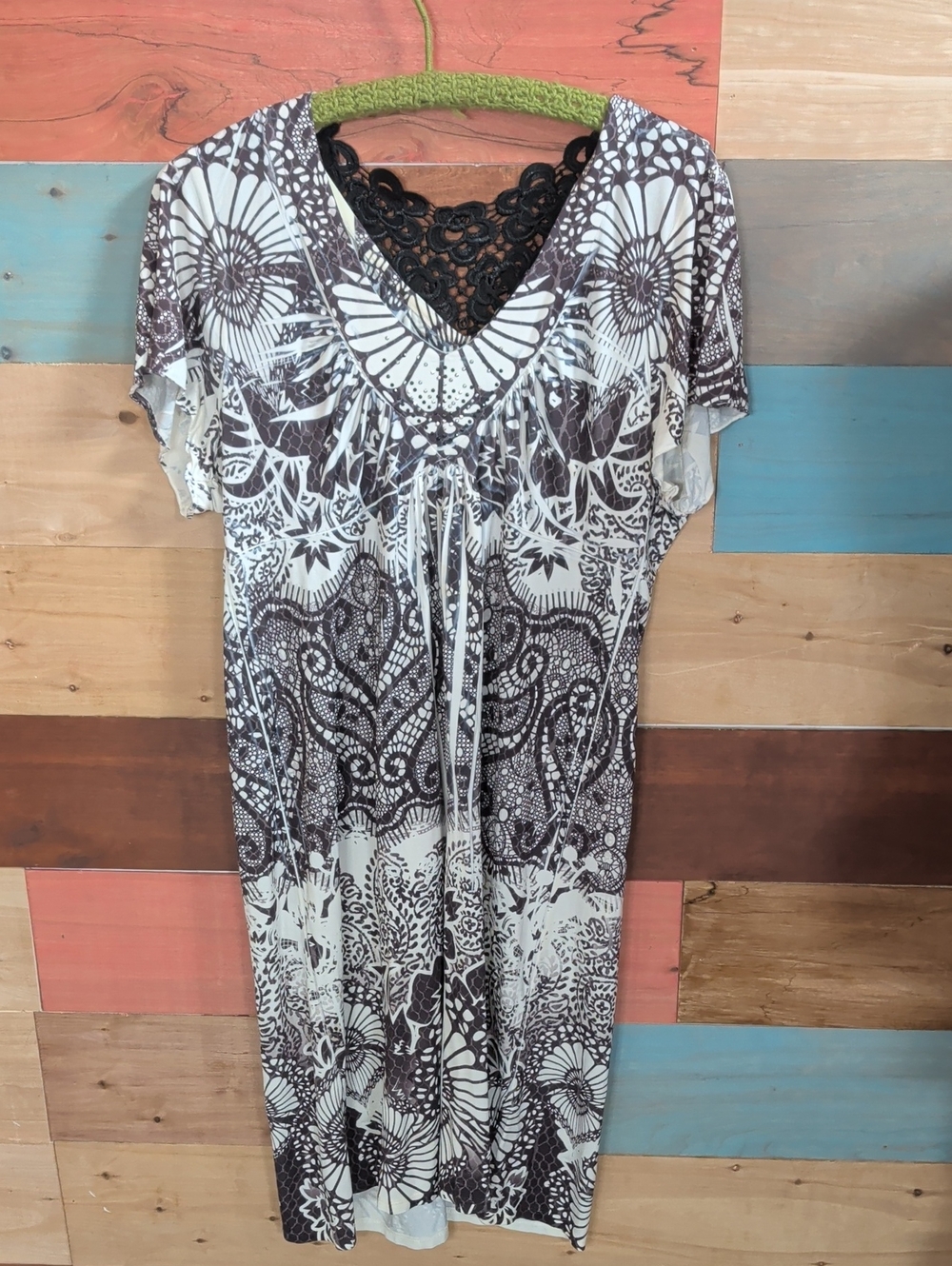 Apt. 9 Black and White Floral Lace-Trim Midi Dress